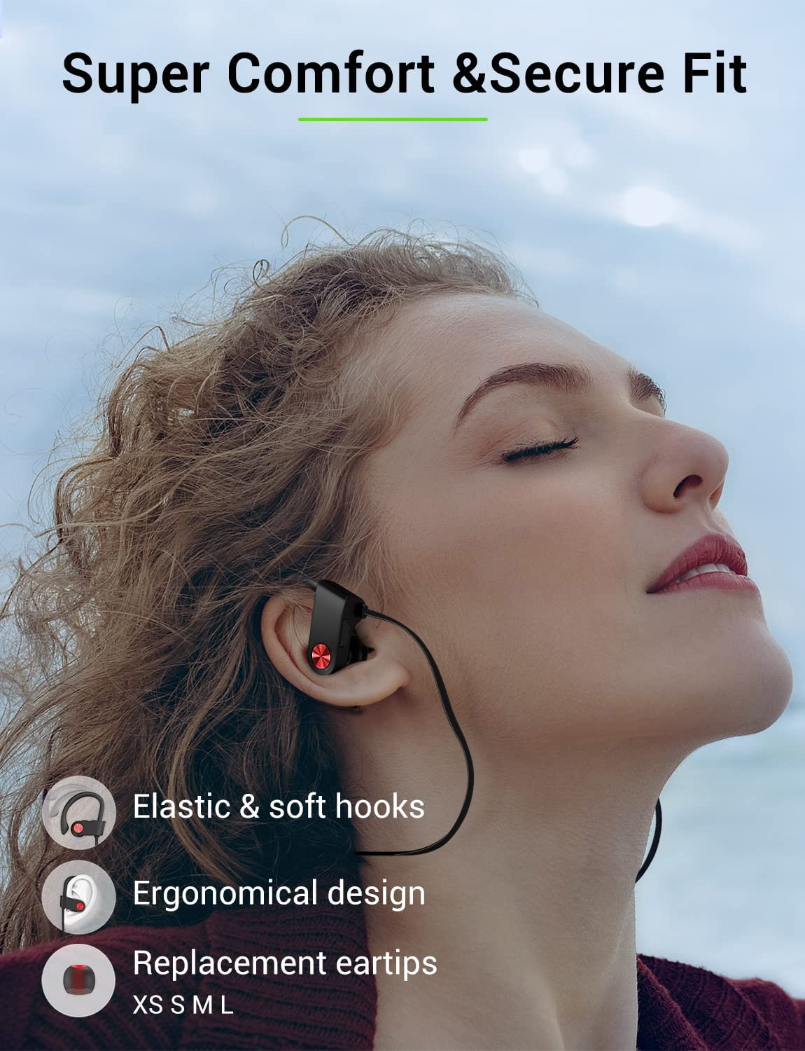 Stiive earbud sizes and eartips layout offering customizable comfortable fit