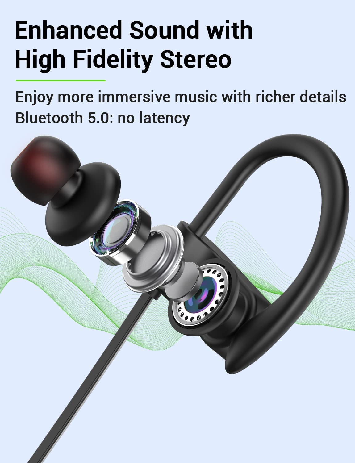 Stiive in-ear fit on runner illustrating secure fit and sweat resistance