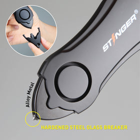 Stinger clipped to backpack strap demonstrating ready access and attachment benefit