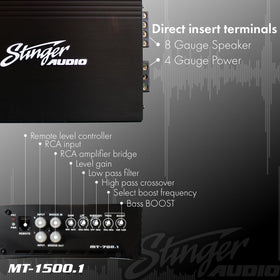 STINGER MT15001 rear panel with easy wiring and connections