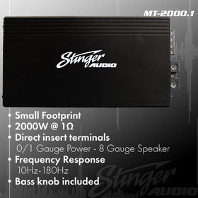 MT20001 at 2 ohms output powering sub with clean bass