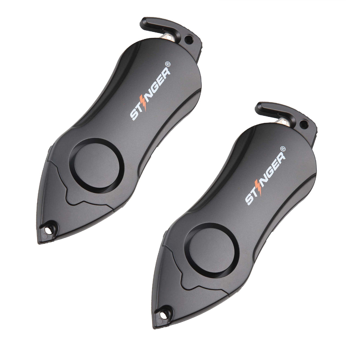 Stinger personal alarm front view showing compact design and keyring benefit