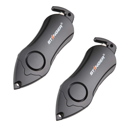 Stinger personal alarm front view showing compact design and keyring benefit