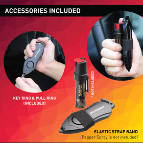 Stinger keychain safety accessory for purses and backpacks during travel.