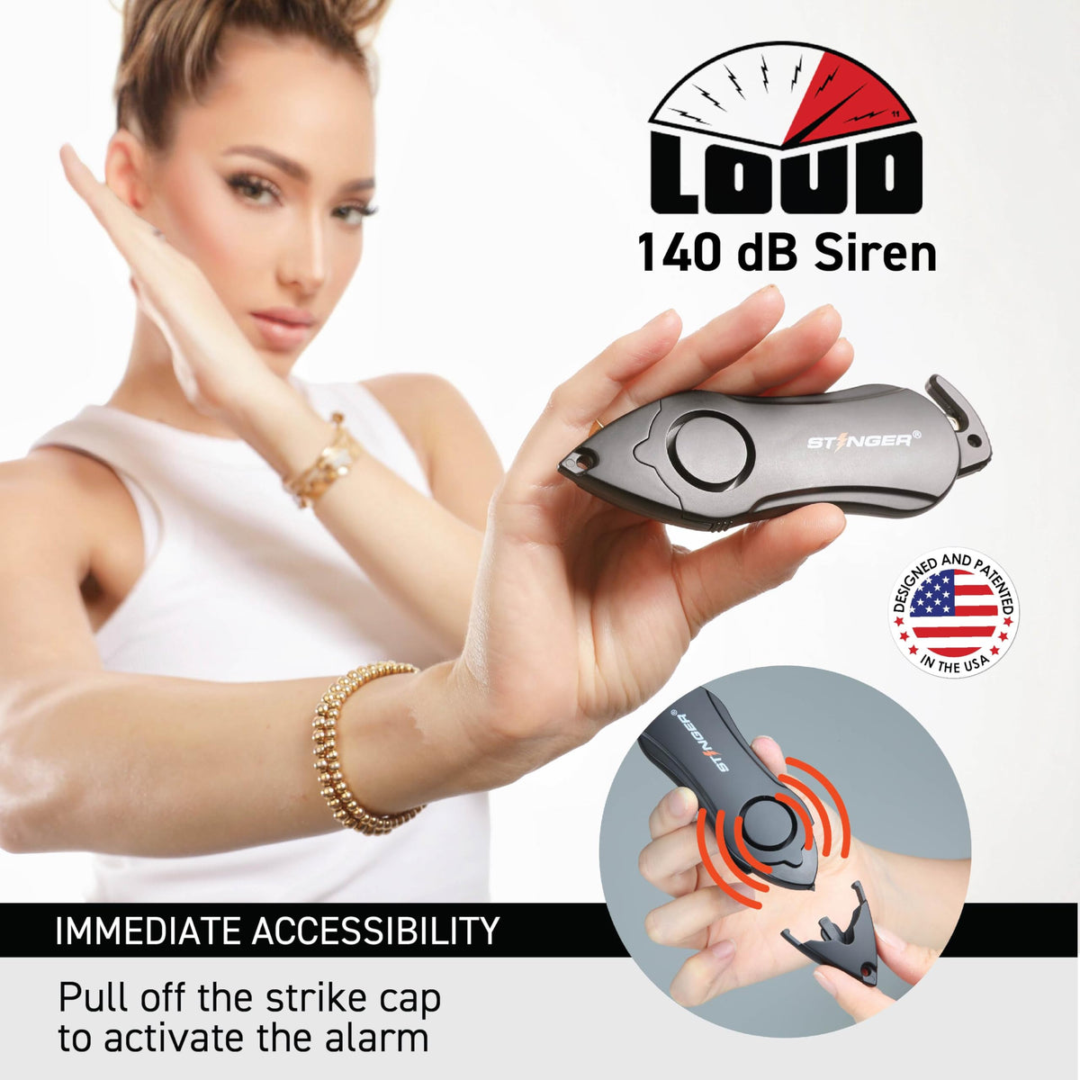 Stinger razor-sharp seatbelt cutter to free a jammed belt safely.