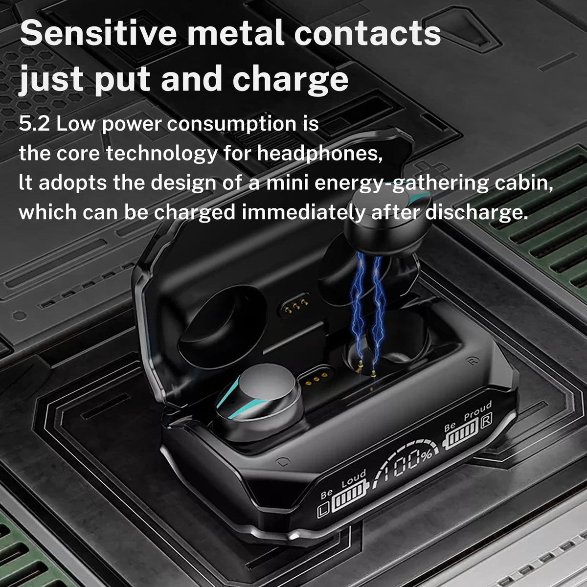 StitchGreen M41 charging case with magnetic hatch for quick lid access.