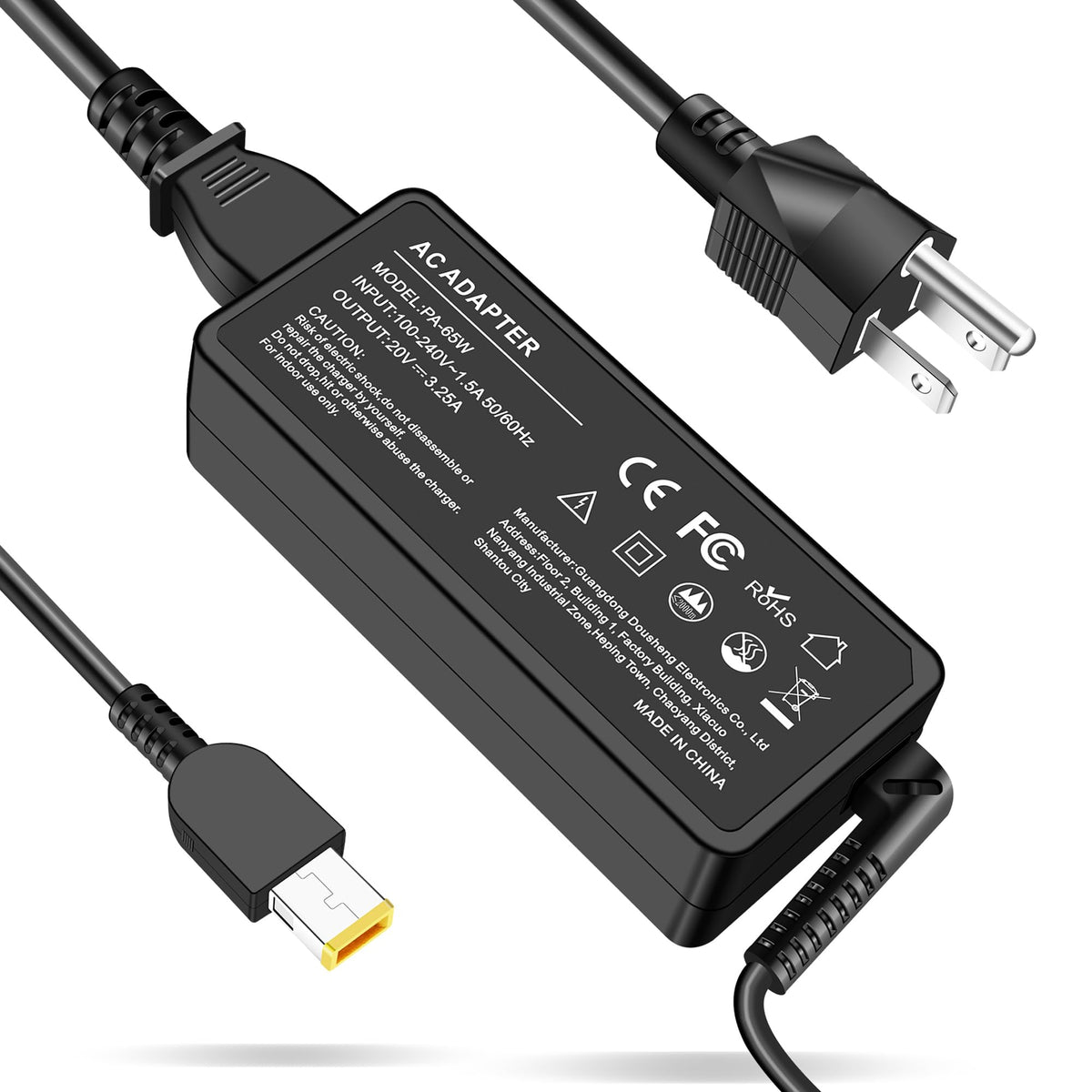 STLIERT 65W front view showing compact adapter and benefits of portability