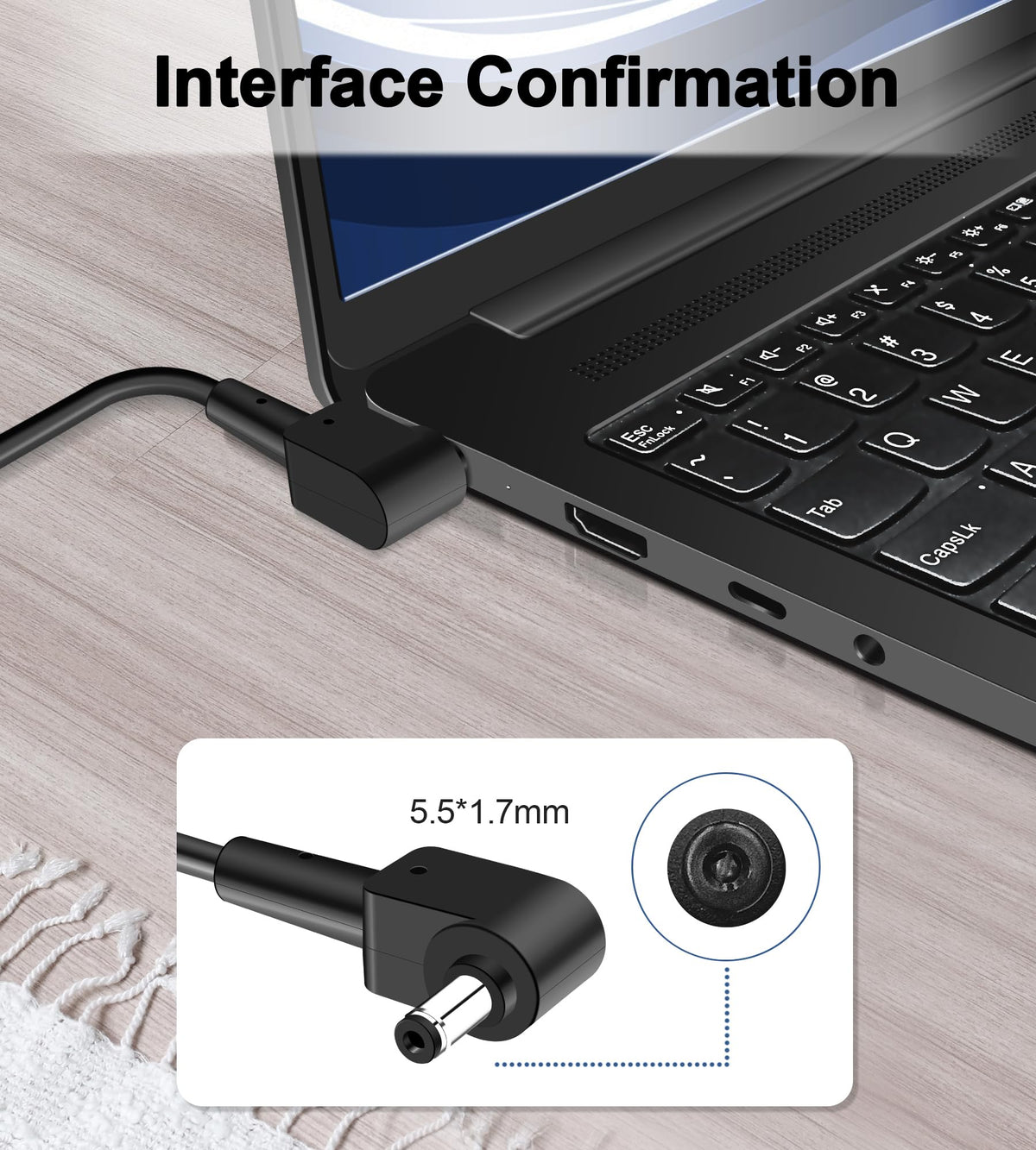 STLIERT 5.5x1.7mm connector detail showing reliable fit and stable connection