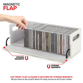 Sleek faux leather finish of Stock Your Home CD Storage Box enhances decor.