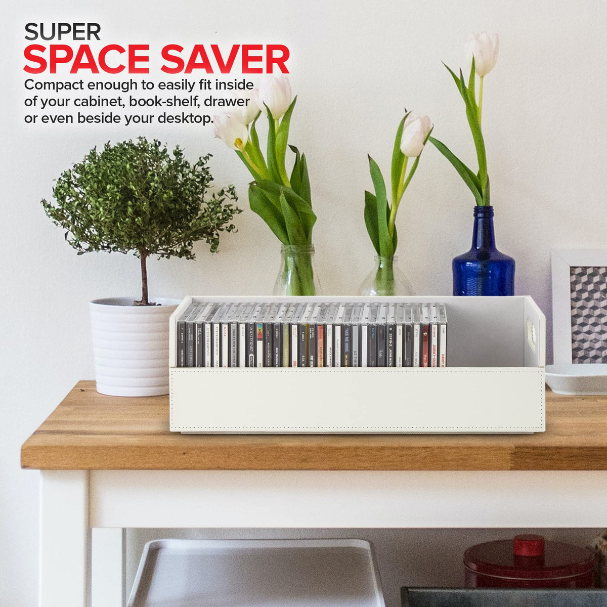 Stock Your Home CD Storage Box suitable for CDs, DVDs, cassettes, and more.