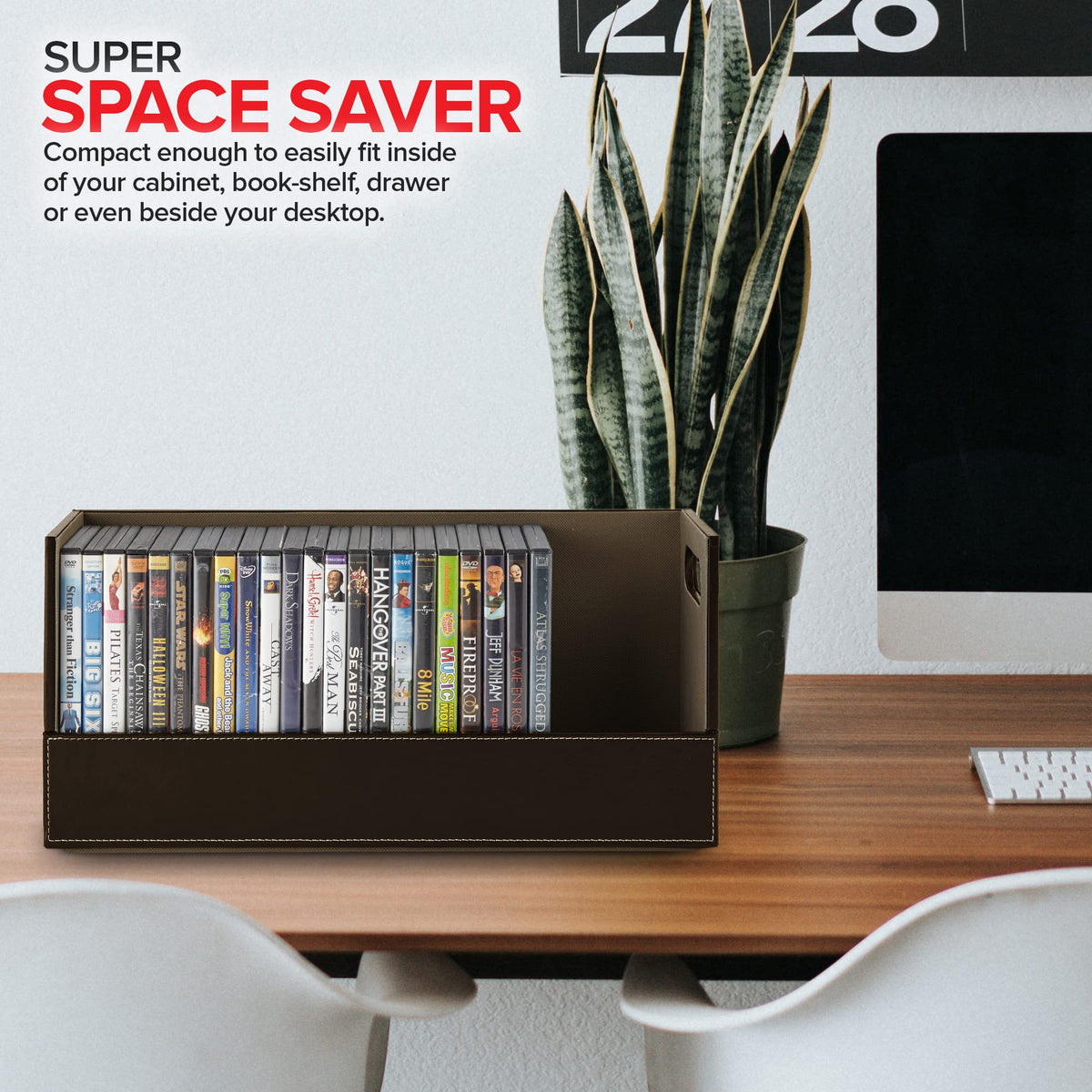 Stock Your Home DVD Storage Box espresso capacity holds up to 28 discs.