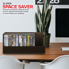 Stock Your Home DVD Storage Box espresso capacity holds up to 28 discs.