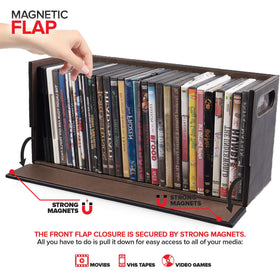 Stock Your Home DVD Storage Box espresso interlocking design enabling modular stacking.