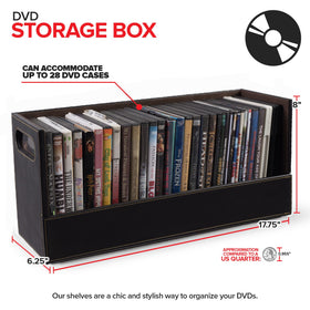 Stock Your Home DVD Storage Box espresso magnetic flap closeup shows secure, quick access.