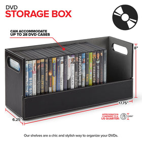 Stock Your Home DVD Storage Box side view highlights its compact profile for tight spaces