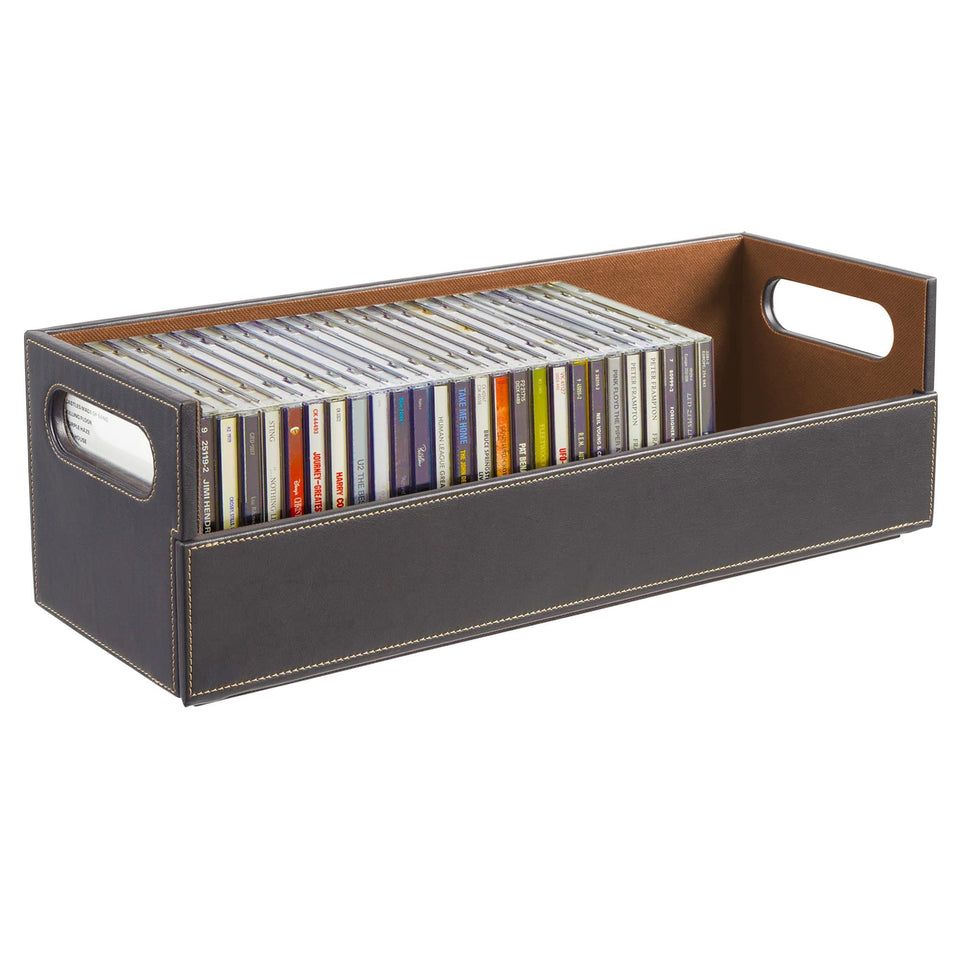 Stock Your Home CD storage box front flap brown offers easy access to discs