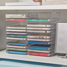 STORi desk and shelf CD storage solution for tidy media rooms
