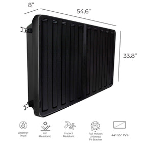 Storm Shell outdoor TV cover with front opening demonstrates unobstructed viewing.