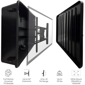 Storm Shell wall mounting bracket included keeps outdoor TV secure.