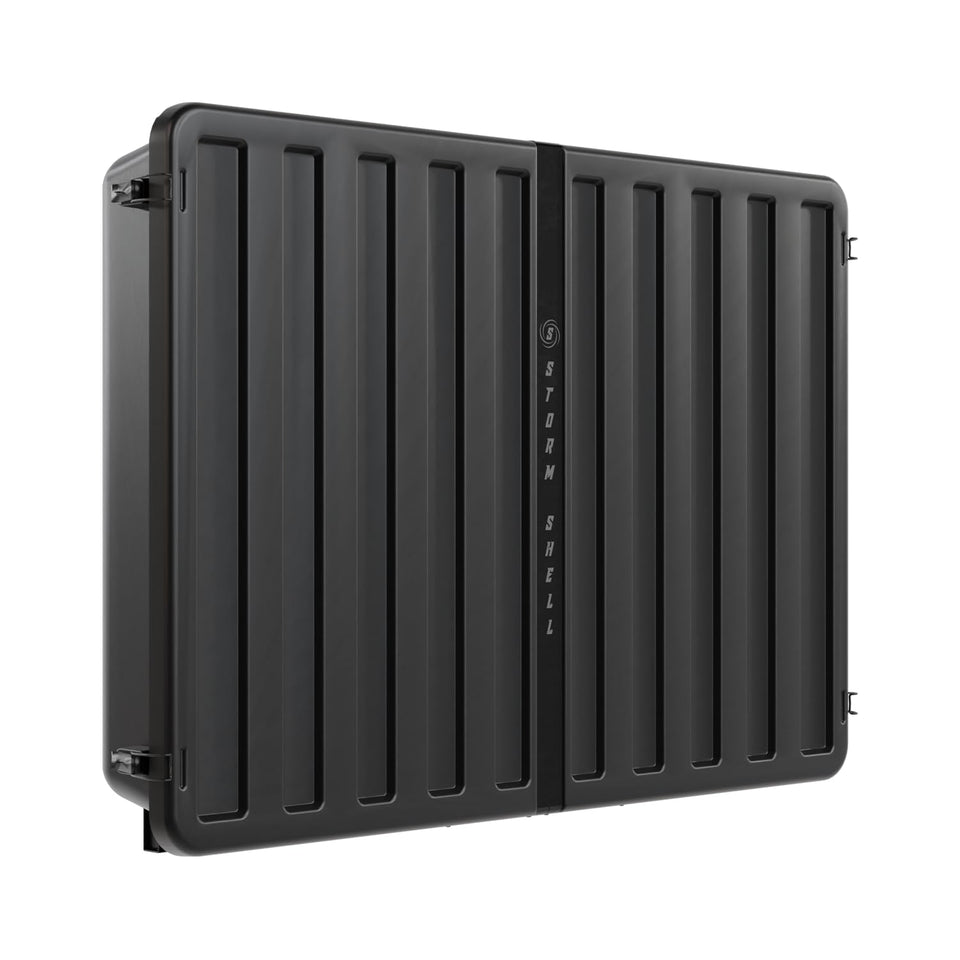 Storm Shell XL TV enclosure front view protects outdoor entertainment.