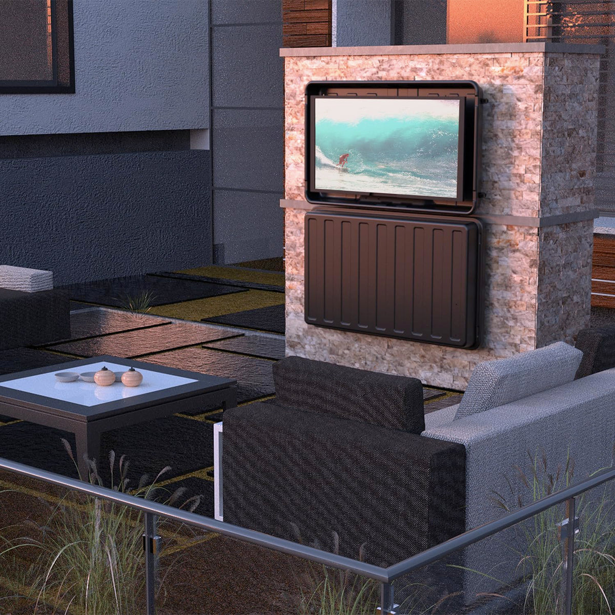 Storm Shell delivers weatherproof protection for outdoor TV setups.