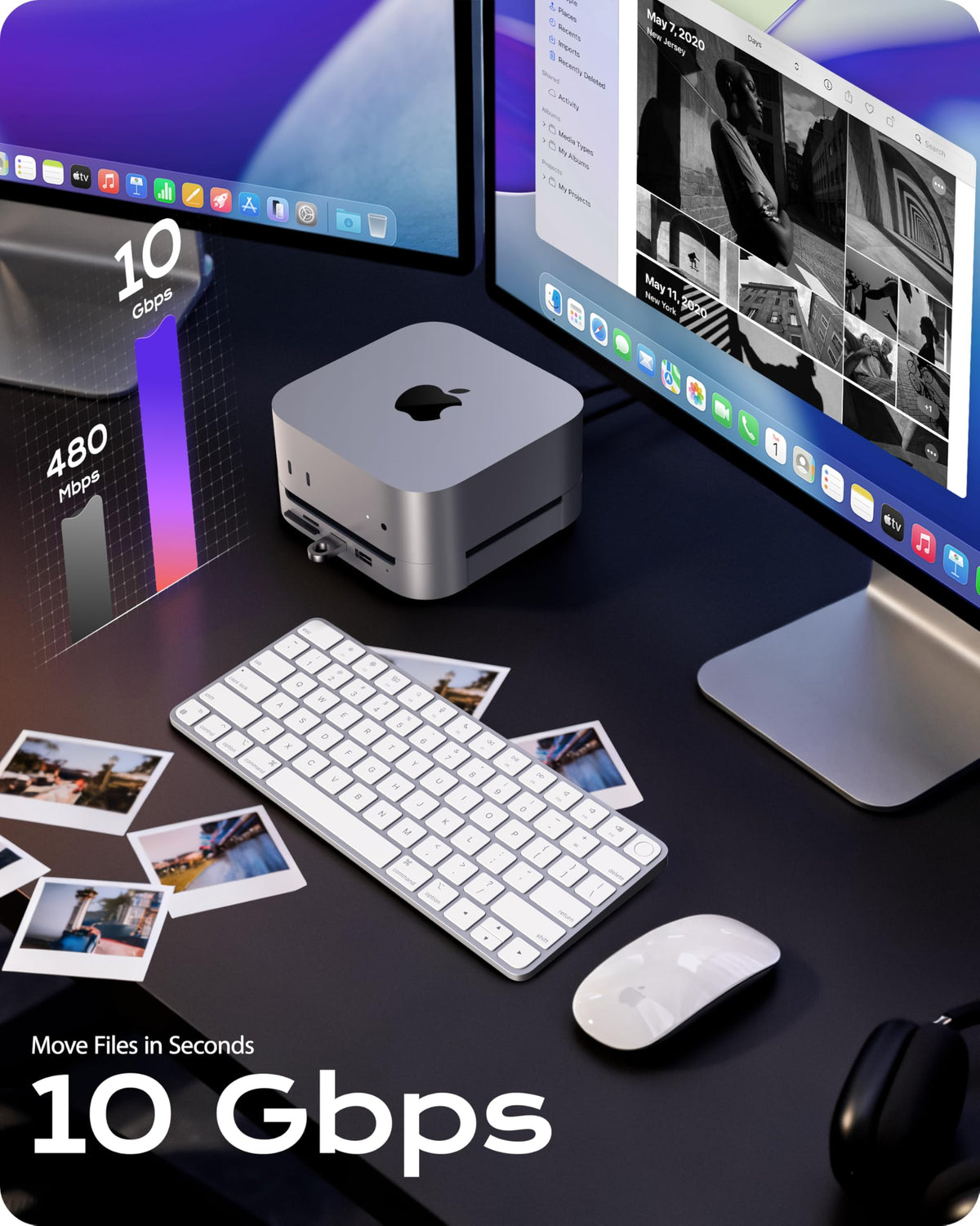 Stouchi dock bottom power button view enabling effortless Mac mini power-on