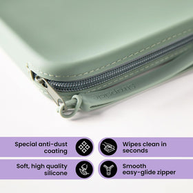 Closeup of Strapsicle anti-dust coating on silicone clutch surface.