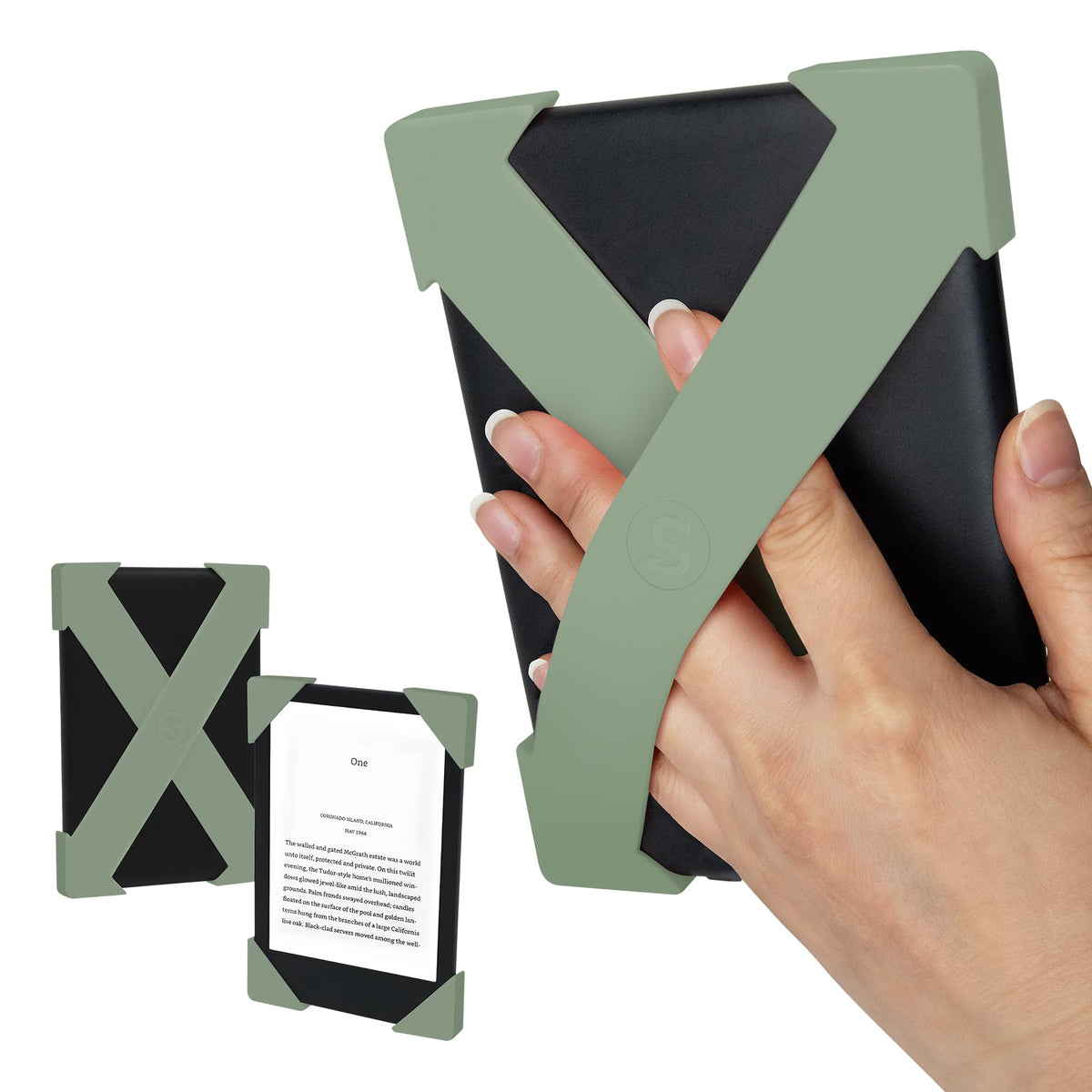 Strapsicle silicone hand straps on Kindle Paperwhite 7-inch for secure grip.