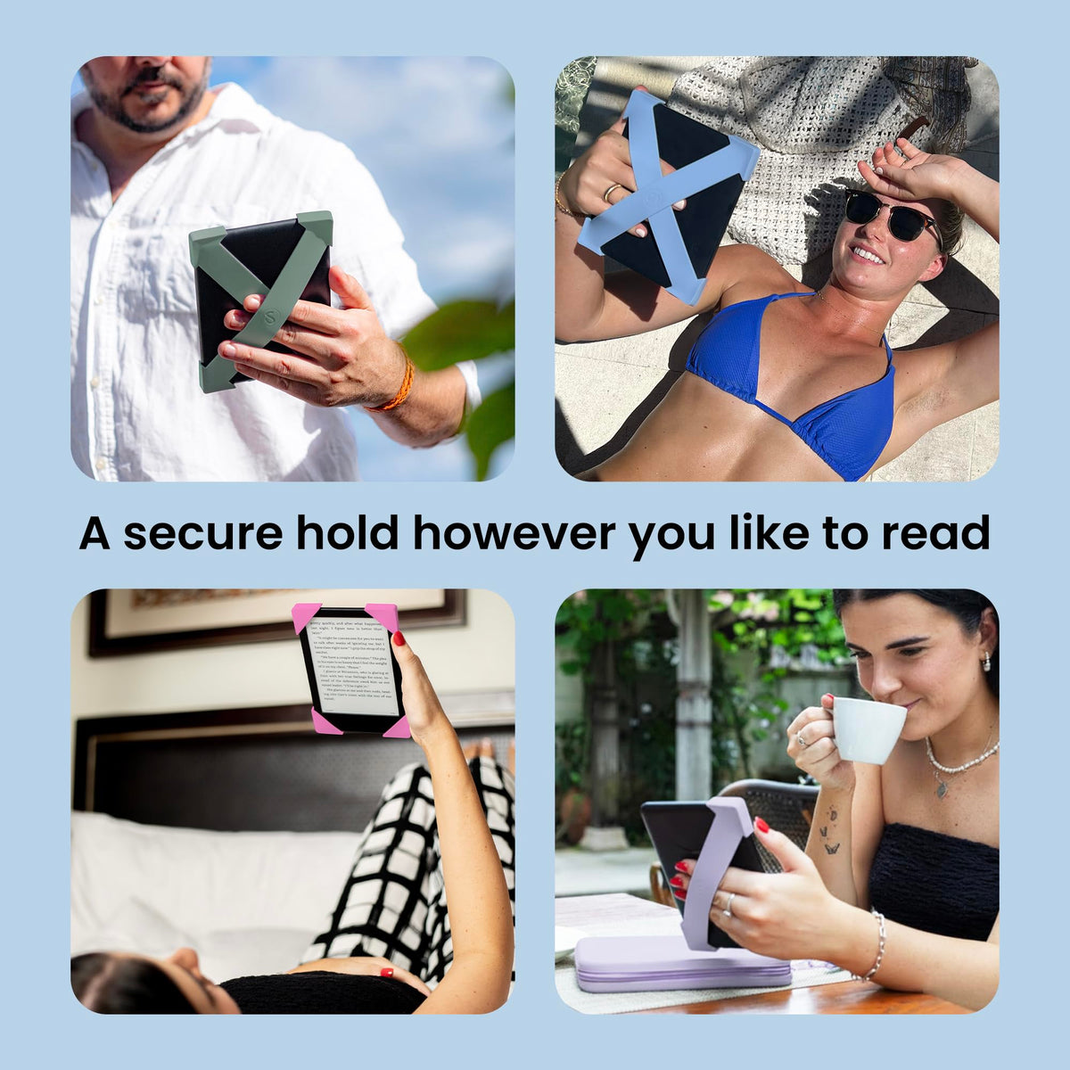Strapsicle hand strap on Kobo Aura HD corner wrap improves hold.