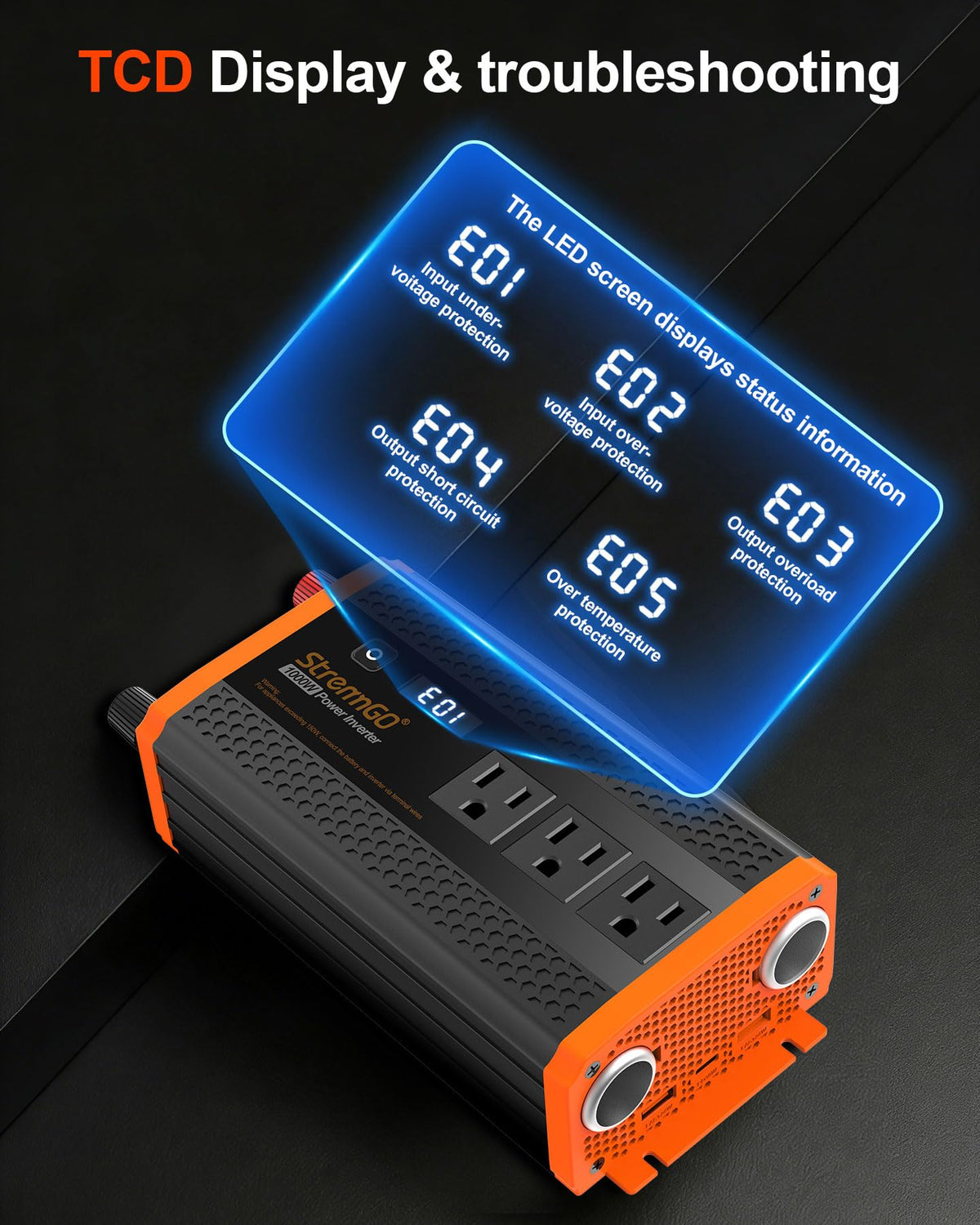 StrenrmGO 1000W inverter cooling fan image highlighting quiet cooling