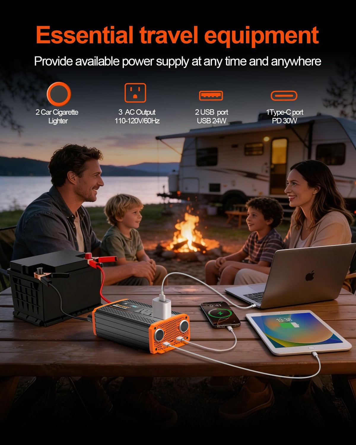 StrenrmGO 1000W inverter LCD display shows live status