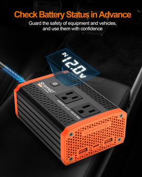 StrenrmGO 400W inverter dual AC ports powering laptops and devices