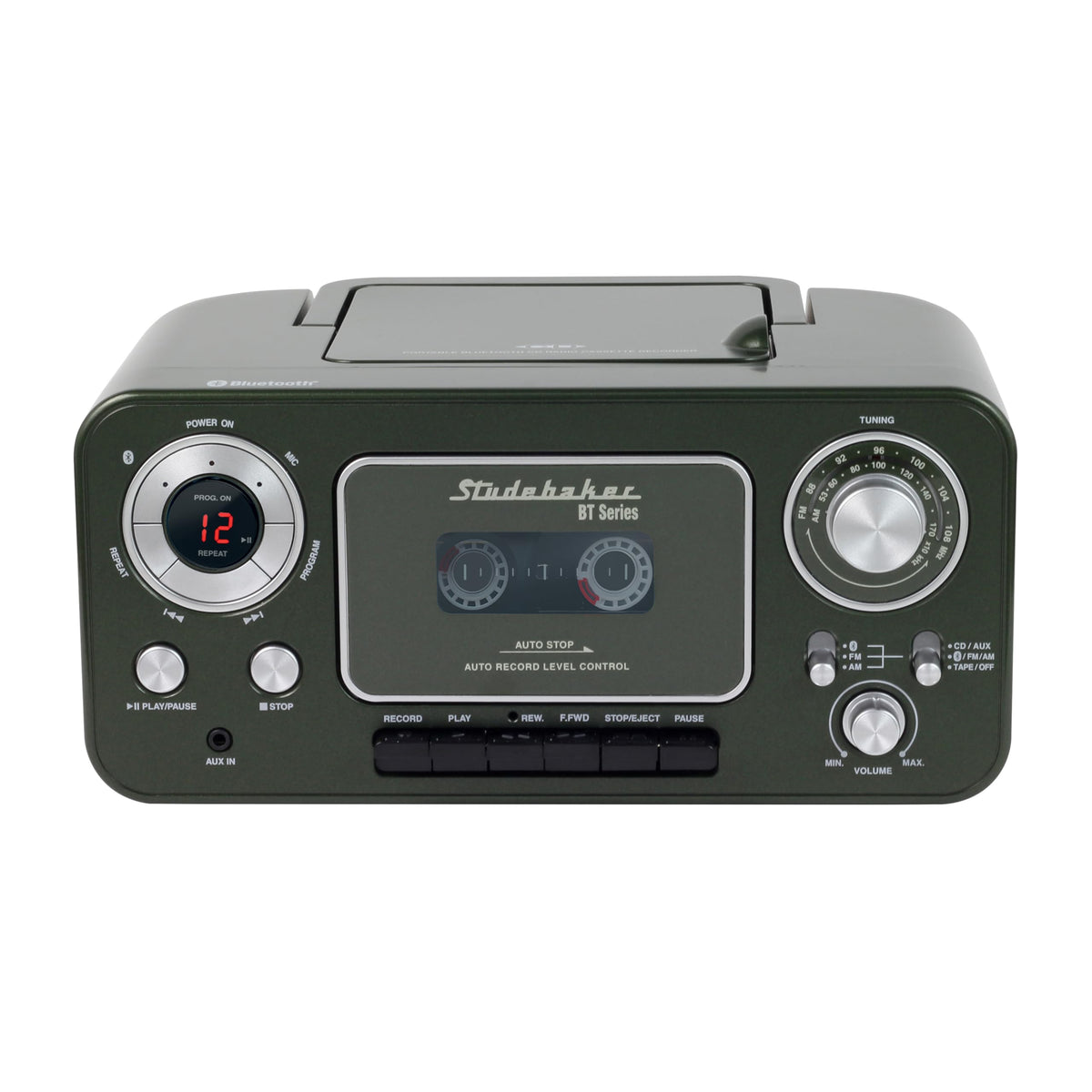 Studebaker cassette recorder and AM FM radio for versatile playback