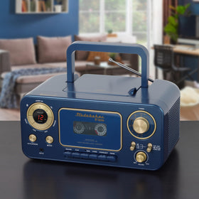 Studebaker portable CD player blue with carrying handle for travel