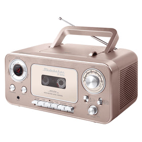 Studebaker Rose Gold portable stereo with Bluetooth streaming for wireless listening