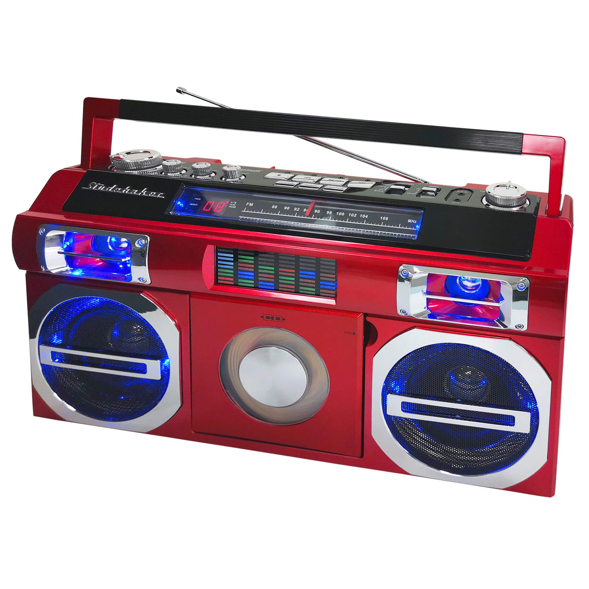 Studebaker SB2145R CD loading in red, for quick playback of discs