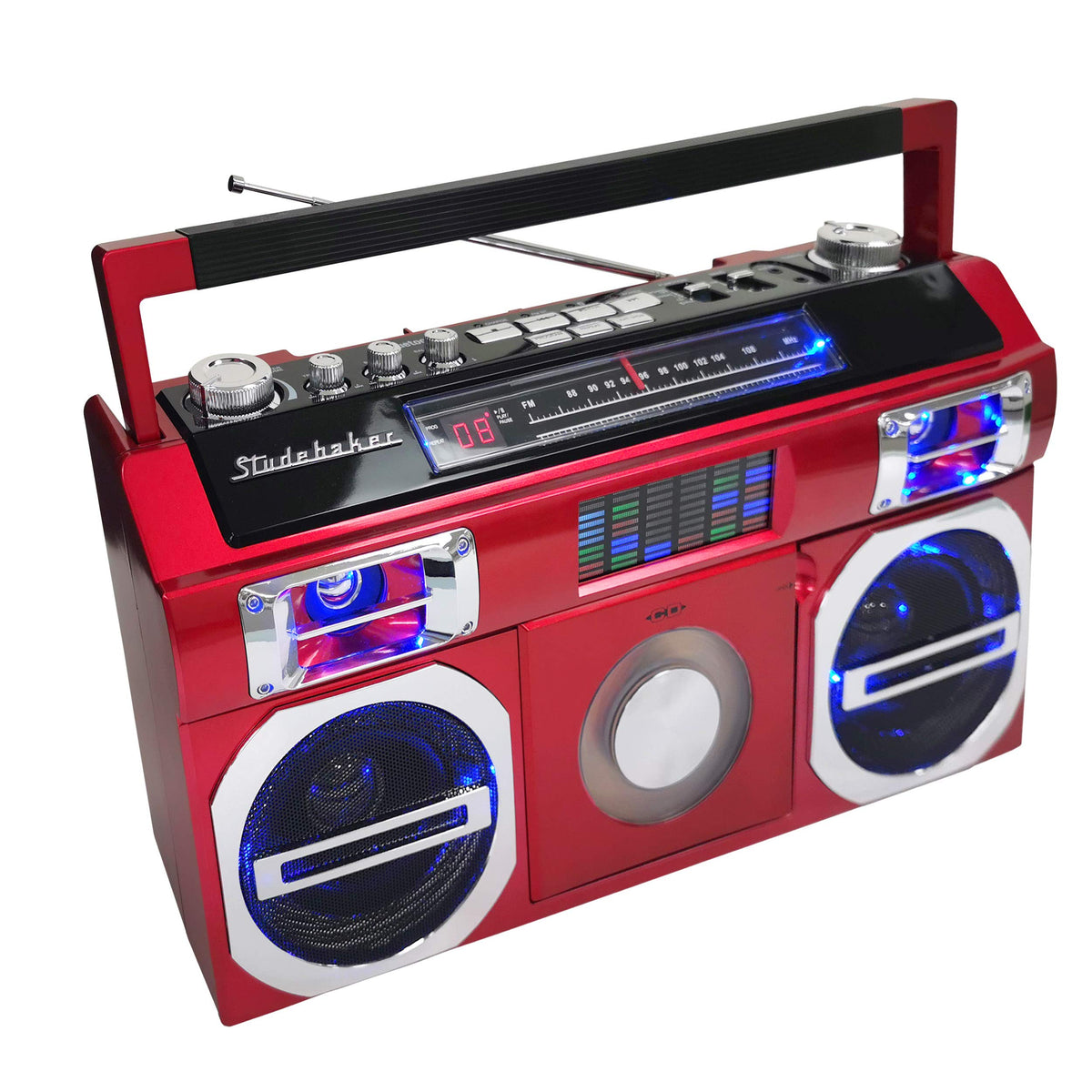 Studebaker SB2145R LED EQ display in red, adds visual rhythm while you listen
