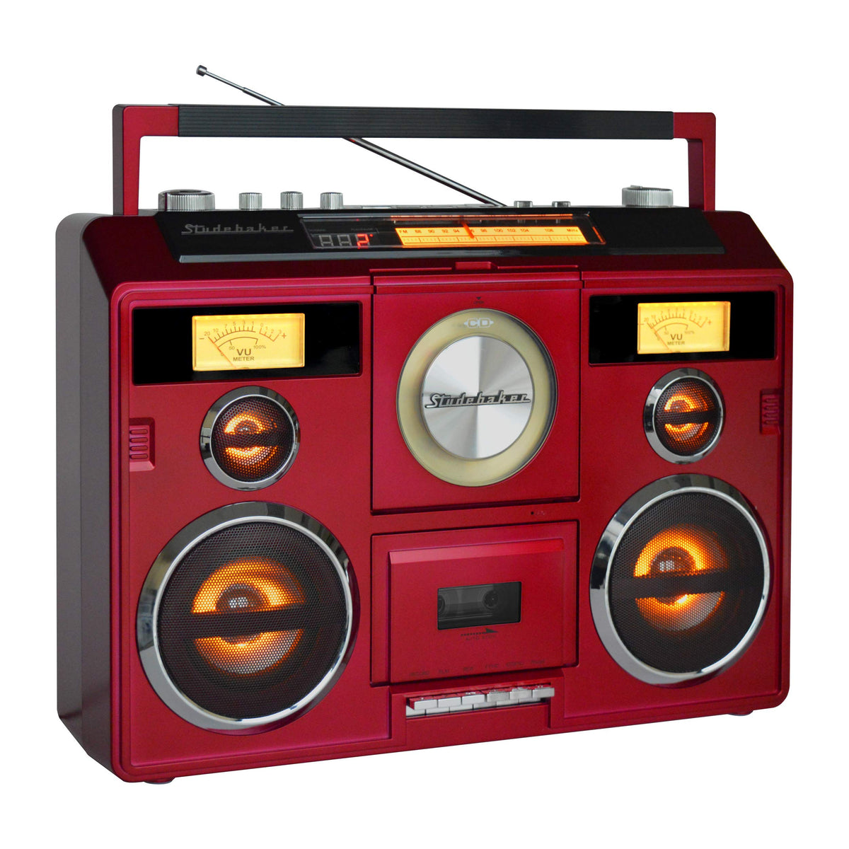 Studebaker Sound Station Bluetooth ports enable streaming and wireless listening.