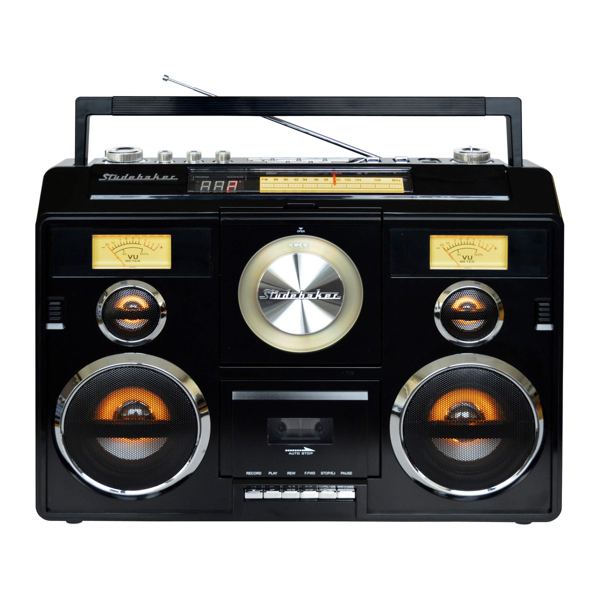 Studebaker Sound Station side panel showing accessible controls for easy setup.
