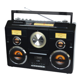 Studebaker Sound Station top controls highlighting CD, Bluetooth, and cassette options.