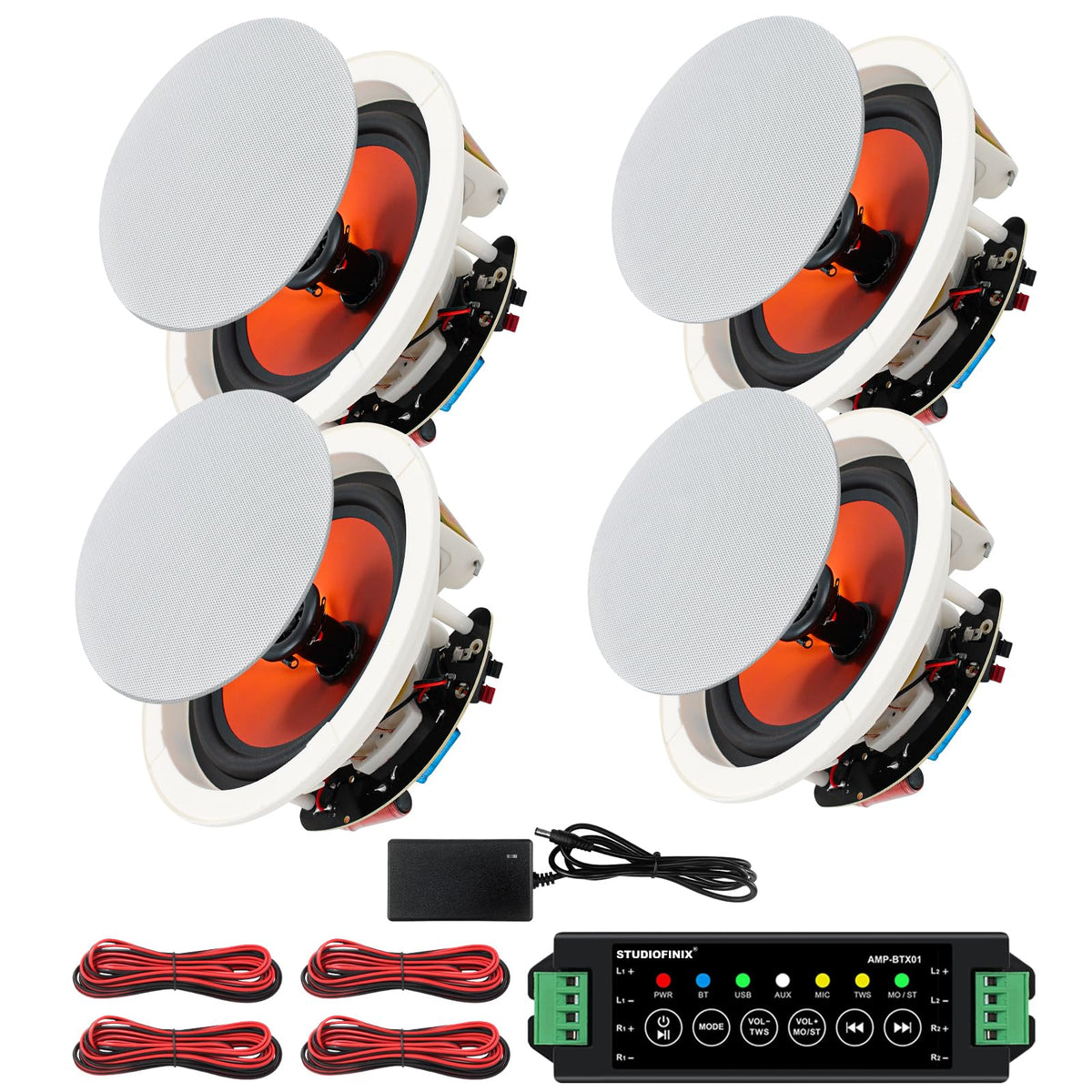 STUDIOFINIX 6-5-inch ceiling speaker front view for immersive home theater audio.