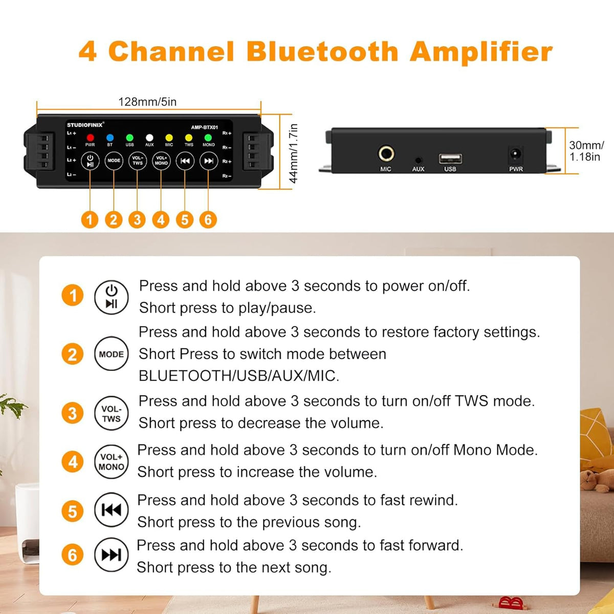 STUDIOFINIX remote with mounting screws and power supply for easy installation benefit