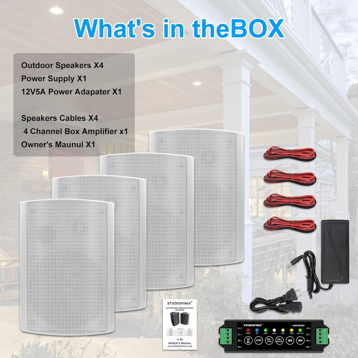 STUDIOFINIX back panel with Bluetooth 5.0 and multiple inputs for versatile setup.