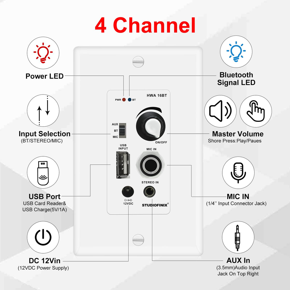 StudioFinix flush-mount ceiling speaker profile for clean wall integration.
