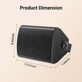 Pair of Studiofinix outdoor speakers delivering stereo coverage.