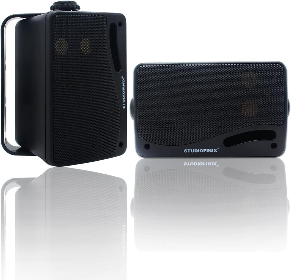 STUDIOFINIX front view shows durable surface-mount speaker and quick install benefit