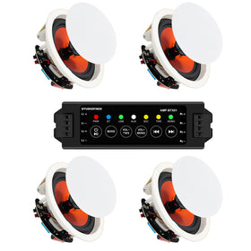 STUDIOFINIX front packaging showing complete 4-speaker kit and amplifier benefits