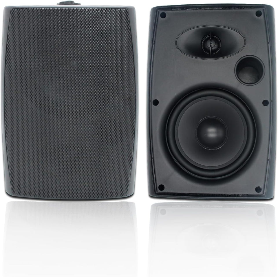 STUDIOFINIX front view wall mounted speakers showing compact profile and strong bass