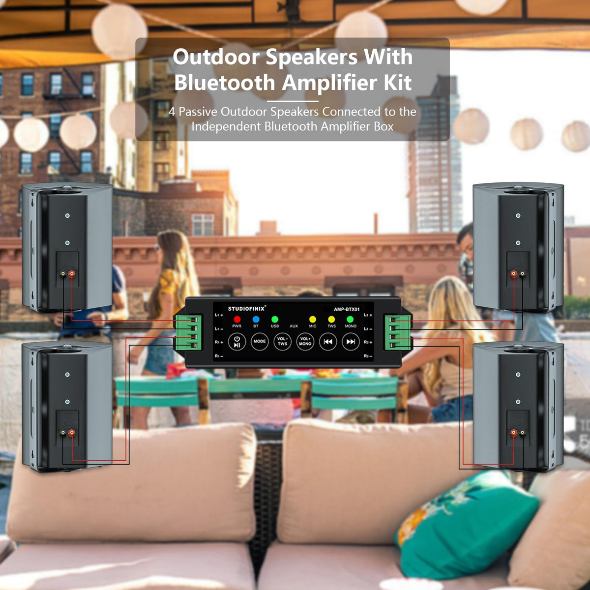 STUDIOFINIX IP66 weatherproof design withstands rain and dust for year-round use.