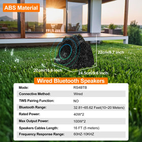 StudioFinix IPX7 weatherproof rock speaker outdoors withstands rain and sun.